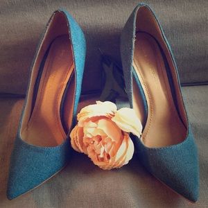 Denim Pointy Toe Pumps